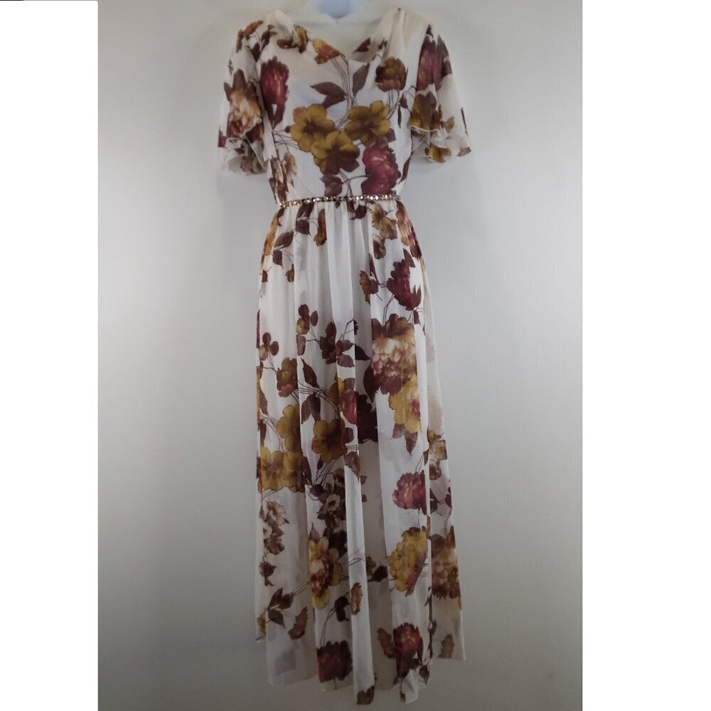 Alexa B Nites Cold Shoulder Floral Maxi Dress Size 8